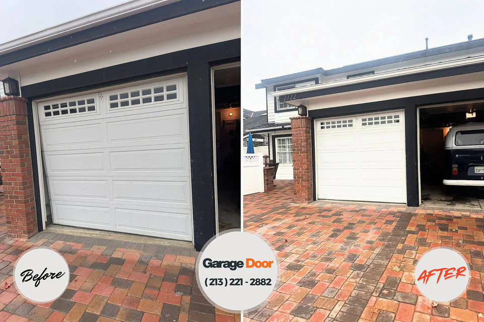 Before and after: garage door repair Winnebago, IL